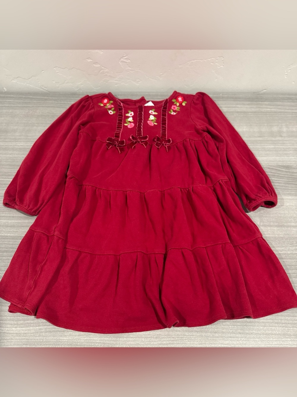Vintage Gymboree 4T Red Flower Bow Cute Dress Cotton